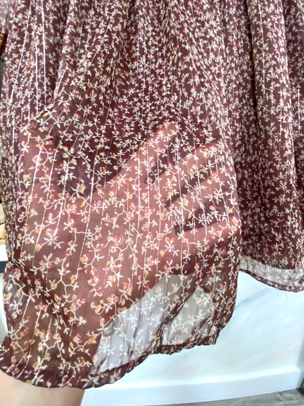 Prairie vibe boho dress w semi sheer exaggerated ballon sleeves shabby chic feel - Picture 10 of 16